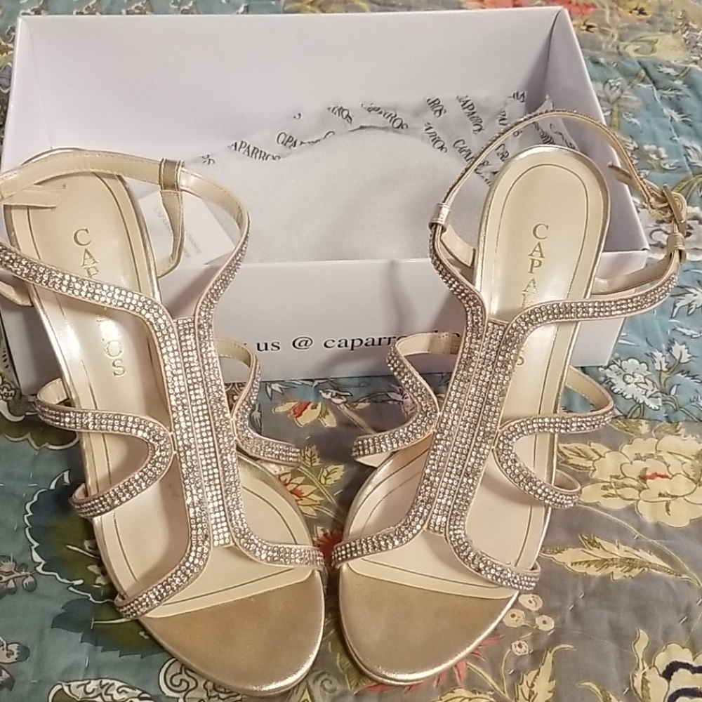 Gold metallic heels